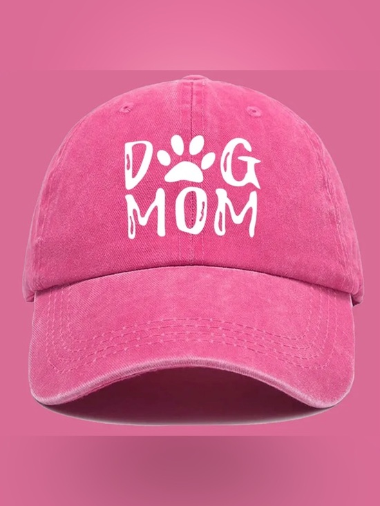 Unbranded Accessories - Dog Mom Dog Lover Pink Hat Adjustable Baseball Hat, Printed Hat